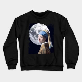 Girl with a pearl earring and the moon Crewneck Sweatshirt